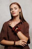 Jedwabna gumka scrunchie Simple Amber