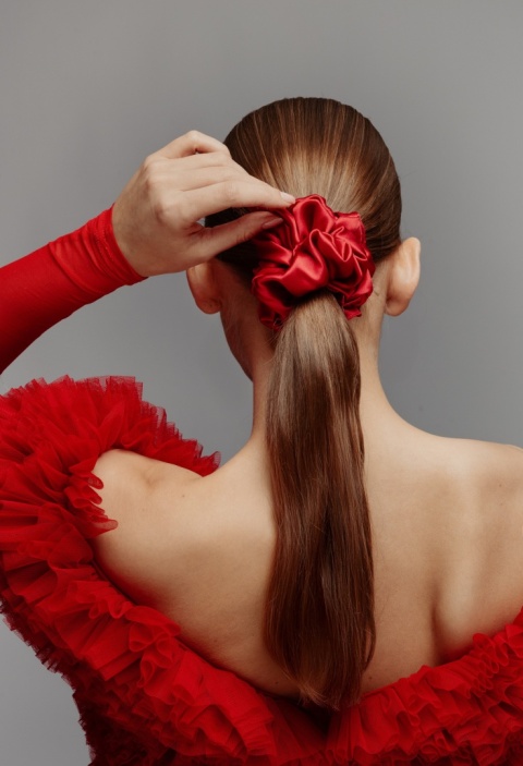 Scrunchie Red Silk