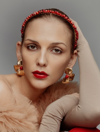 Kolczyki Red Lilia- Coral Flower