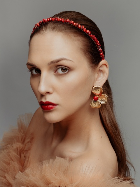 Kolczyki Red Lilia- Coral Flower